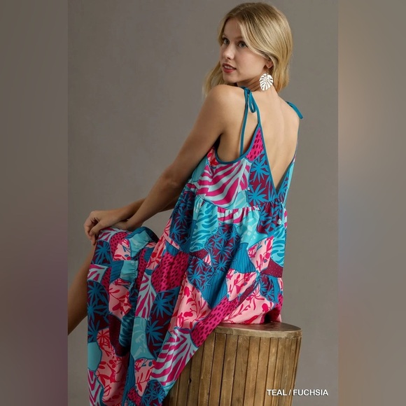 Umgee Teal & Fuschia Sundress - Picture 1 of 4